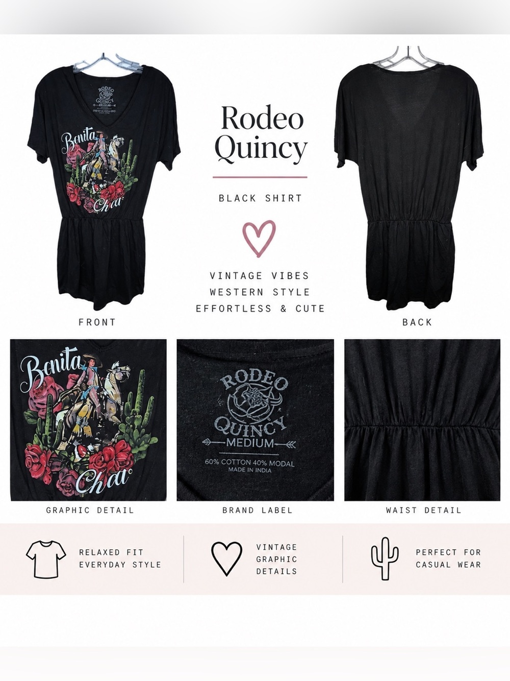 Rodeo Quincy Black Shirt